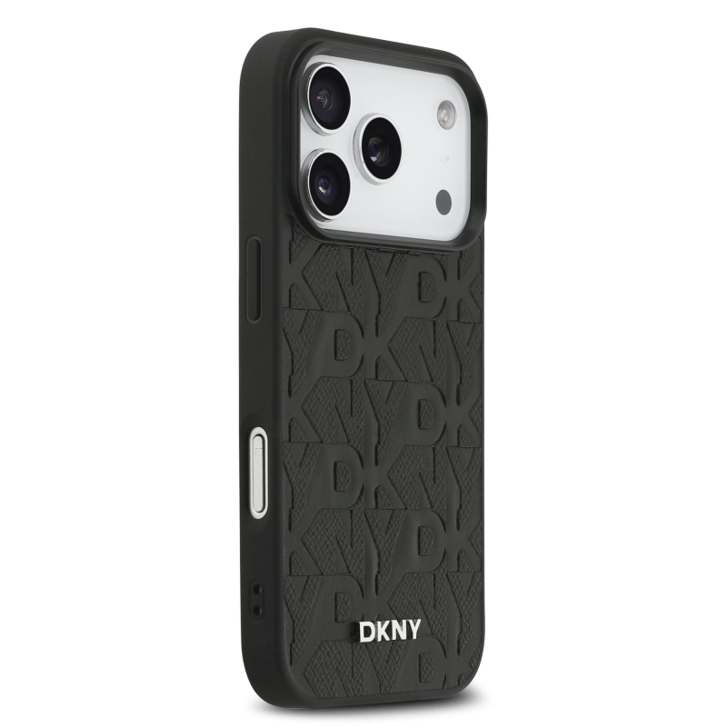 DKNY PU Leather Grid Pattern Magsafe Zadní Kryt pro iPhone 17 Pro Black