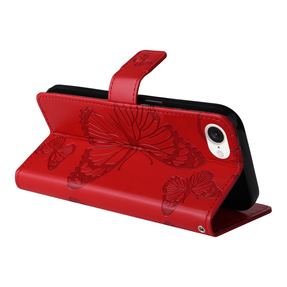 Big Butterfly knížkové pouzdro na iPhone 16e - červené