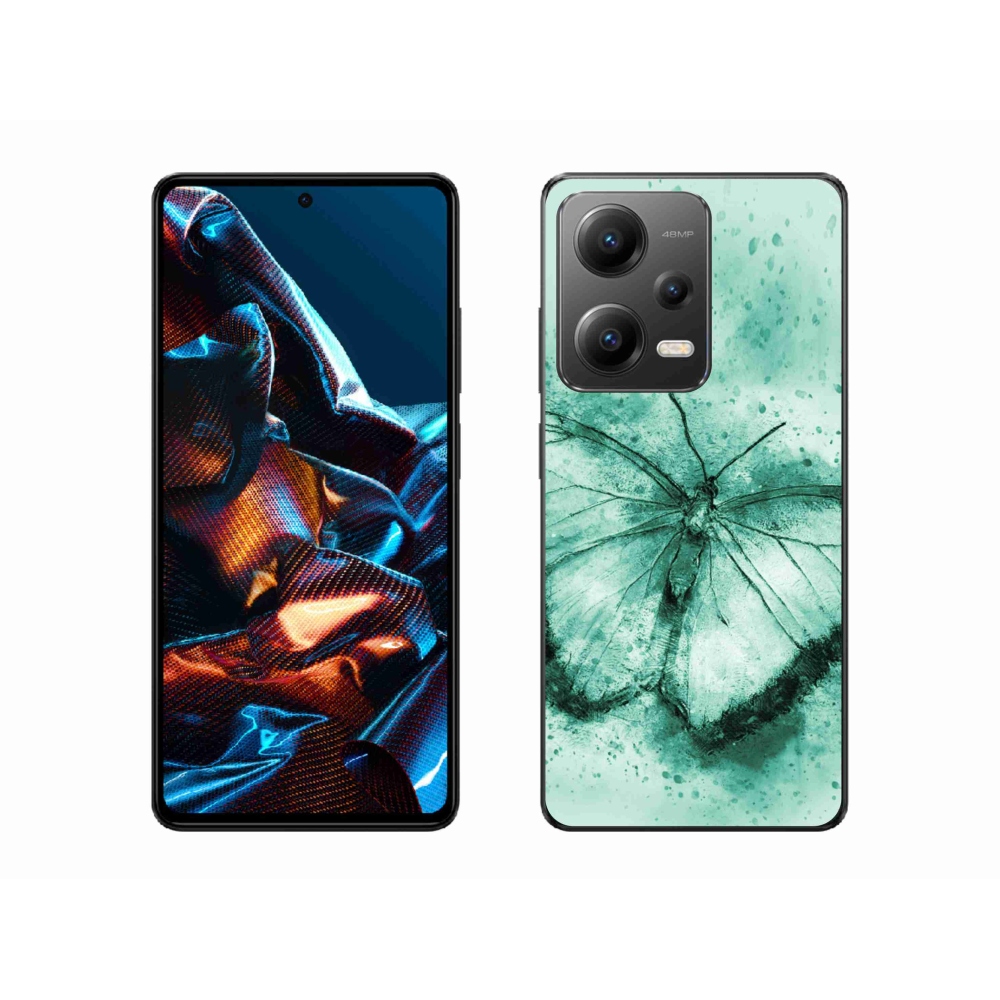 Gelový obal mmCase na mobil Xiaomi Redmi Note 12 Pro 5G - zelený motýl