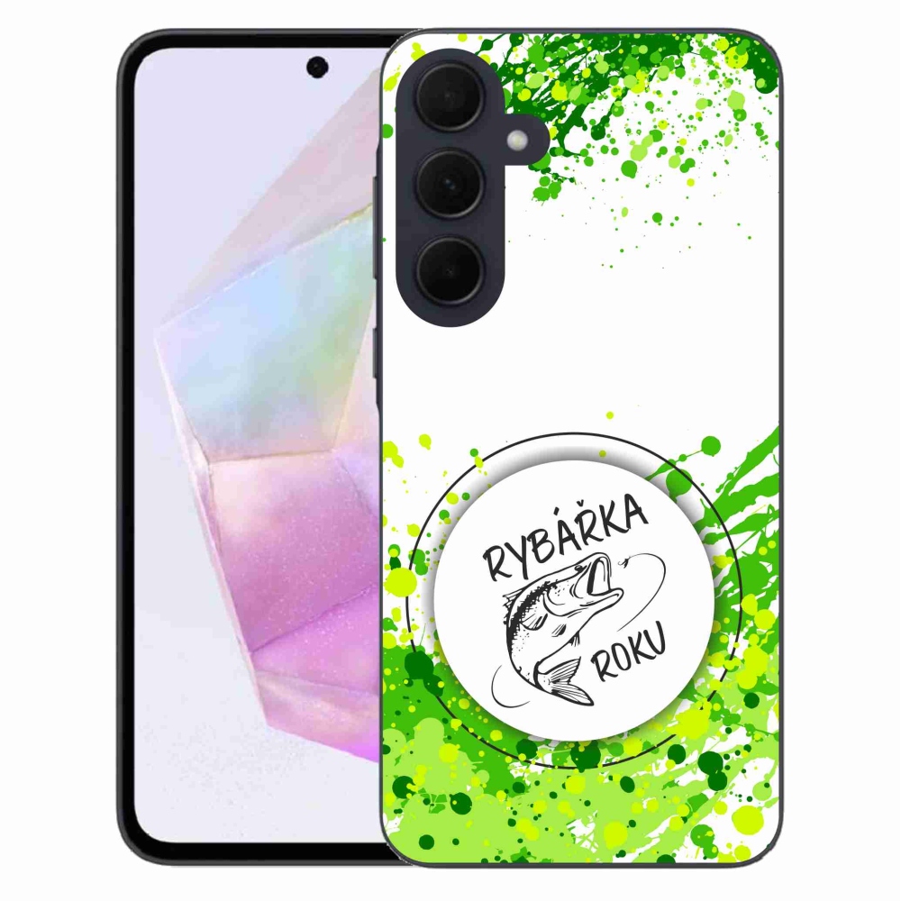 Gelový kryt mmCase na Samsung Galaxy A35 5G - rybářka roku bílé pozadí