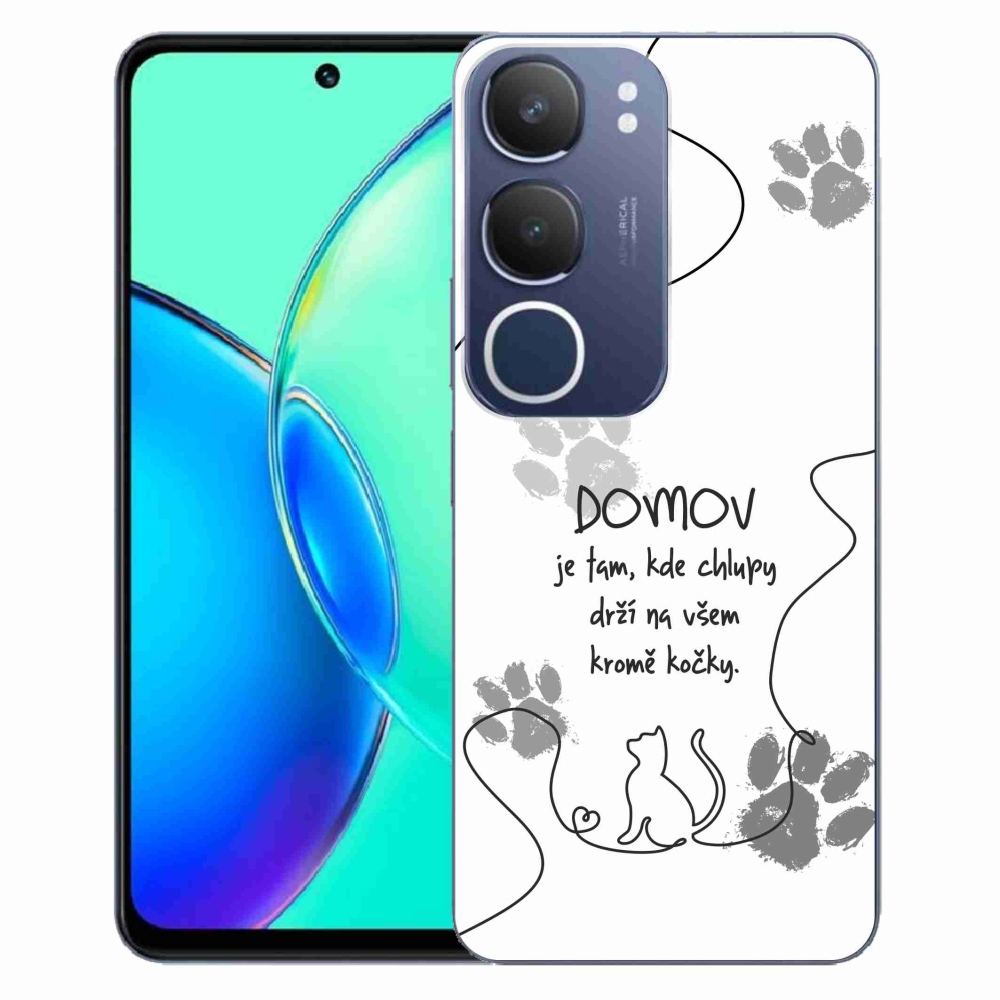 Gelový kryt mmCase na Vivo Y19s - kočičí motiv bílé pozadí
