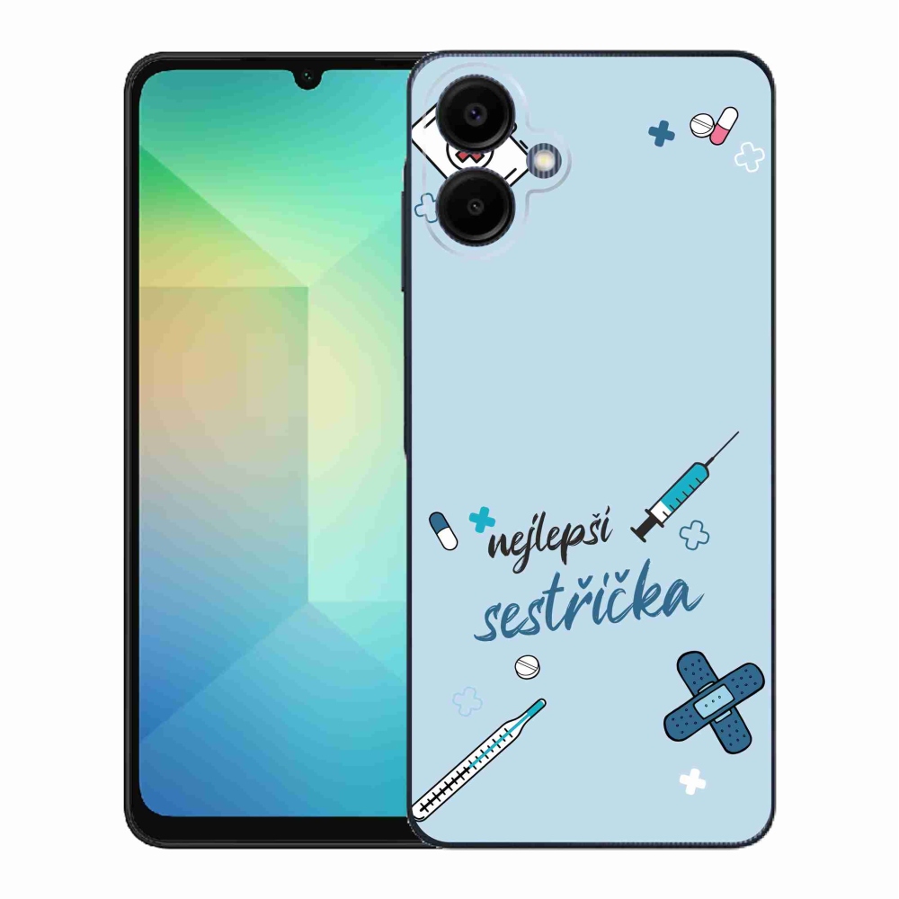 Gelový kryt mmCase na Samsung Galaxy A06 4G - nejlepší sestřička modré pozadí