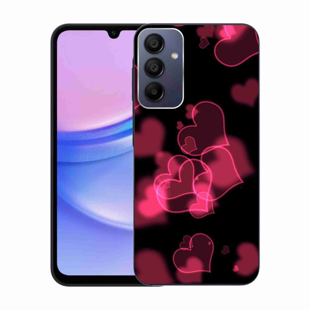 Gelový kryt mmCase na Samsung Galaxy A15 4G/5G - červená srdíčka