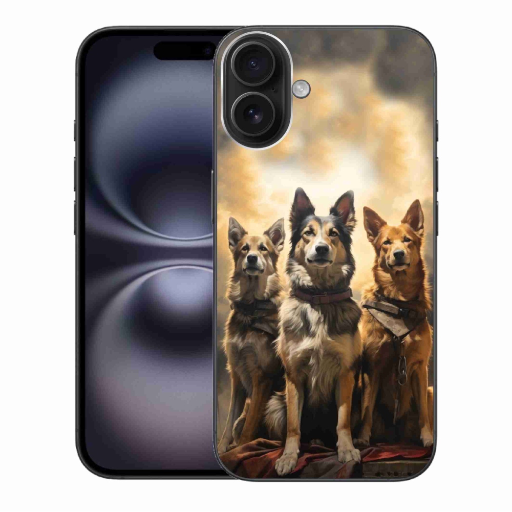 Gelový kryt mmCase na iPhone 16 Plus - tři psi