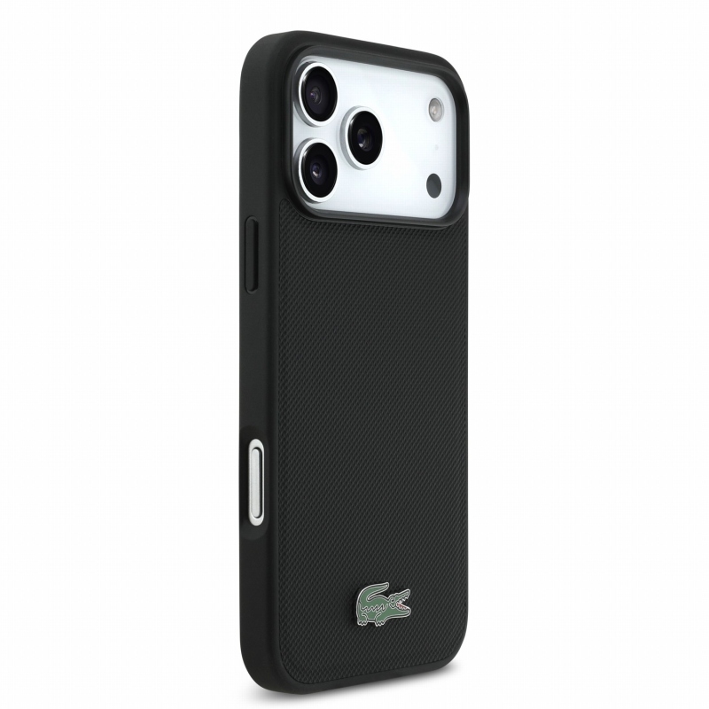 Lacoste PVC Iconic Petit Pique Metal Logo MagSafe Zadní Kryt pro iPhone 18 Pro Max Black