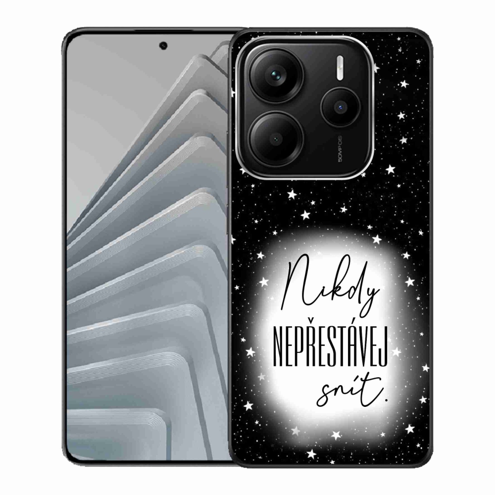 Gelový kryt mmCase na Xiaomi Redmi Note 14 5G - citát 1 bíločerné pozadí