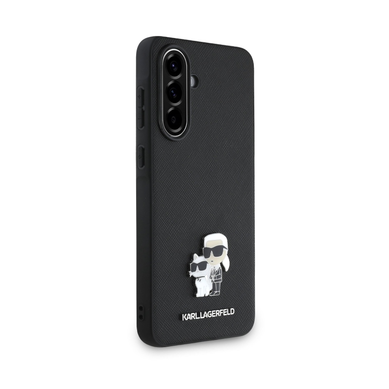Karl Lagerfeld PU Saffiano Metal Karl and Choupette Zadní Kryt pro Samsung Galaxy A56 Black