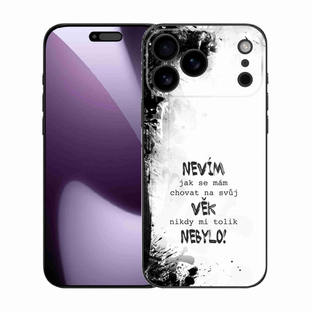 Gelový kryt mmCase na iPhone 17 Pro Max - vtipný text 14 bílé pozadí