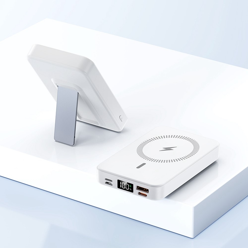 ZKD-03 magnetická powerbanka 10000 mAh 15W se stojánkem - bílá