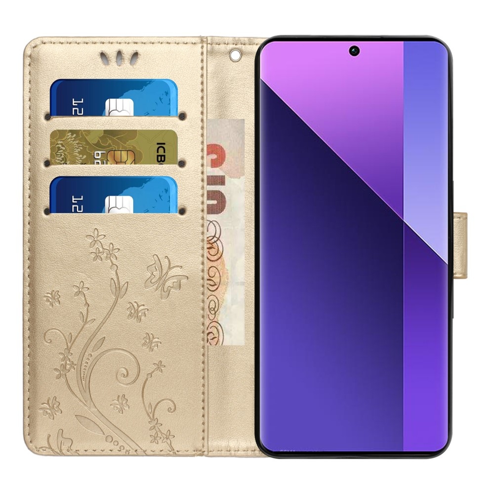 Flowers knížkové pouzdro na Samsung Galaxy A26 5G - zlaté