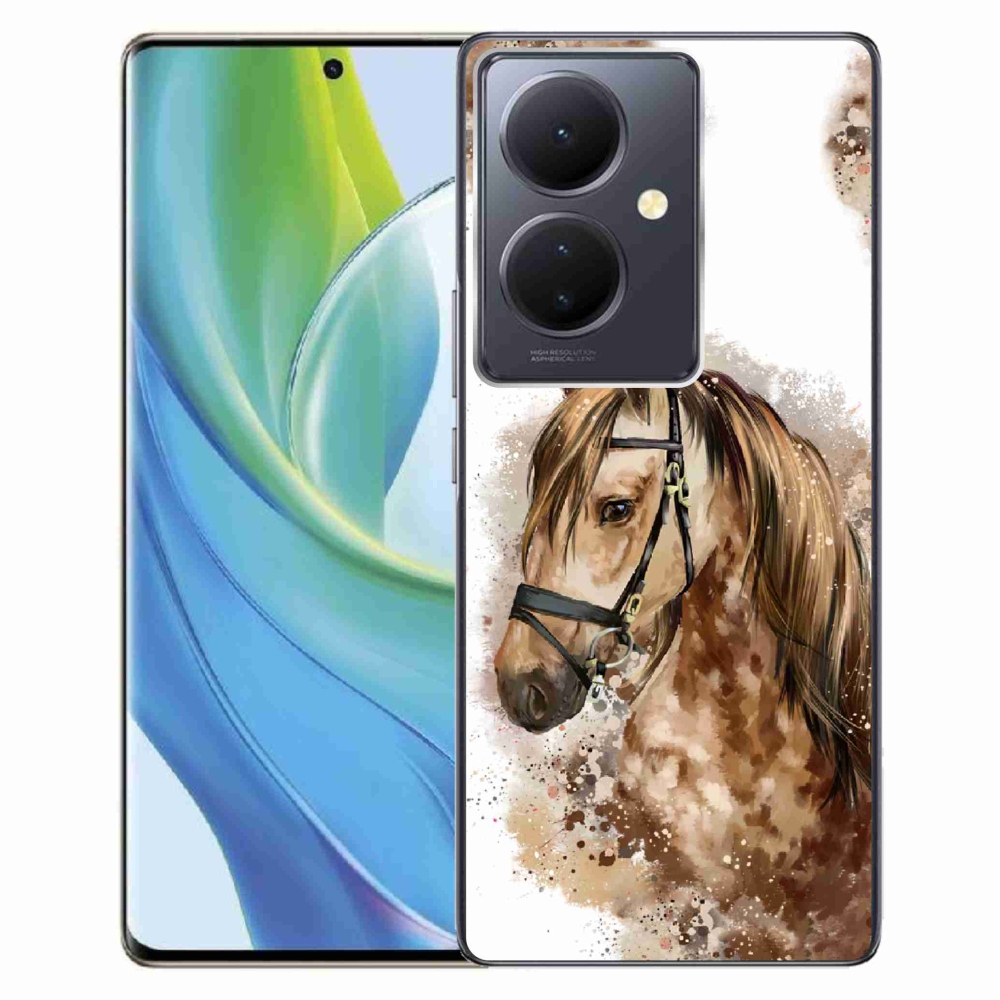 Gelový kryt mmCase na Vivo V29 Lite 5G - hnědý kreslený kůň