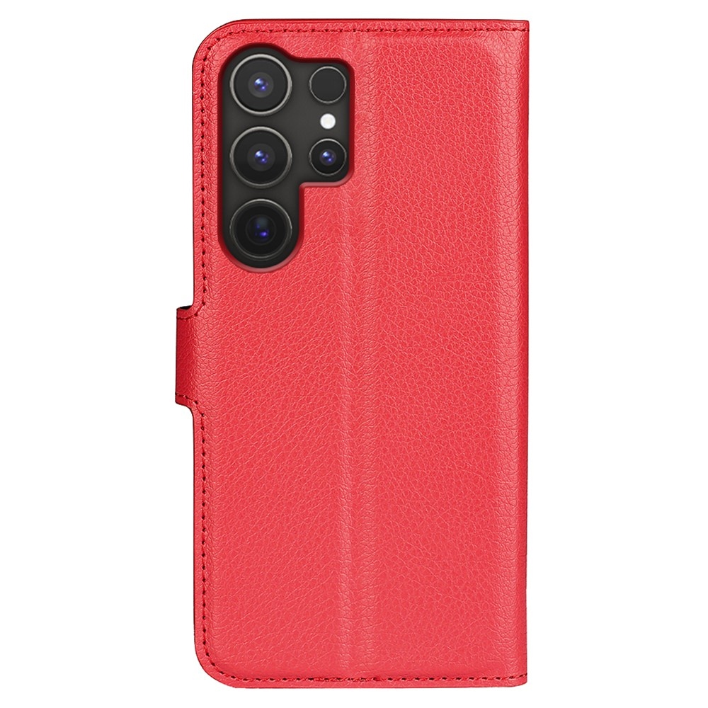 Litchi knížkové pouzdro na Samsung Galaxy S25 Ultra - červené