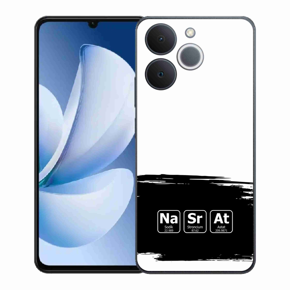 Gelový kryt mmCase na Realme Note 70T - chemické prvky černobílé pozadí