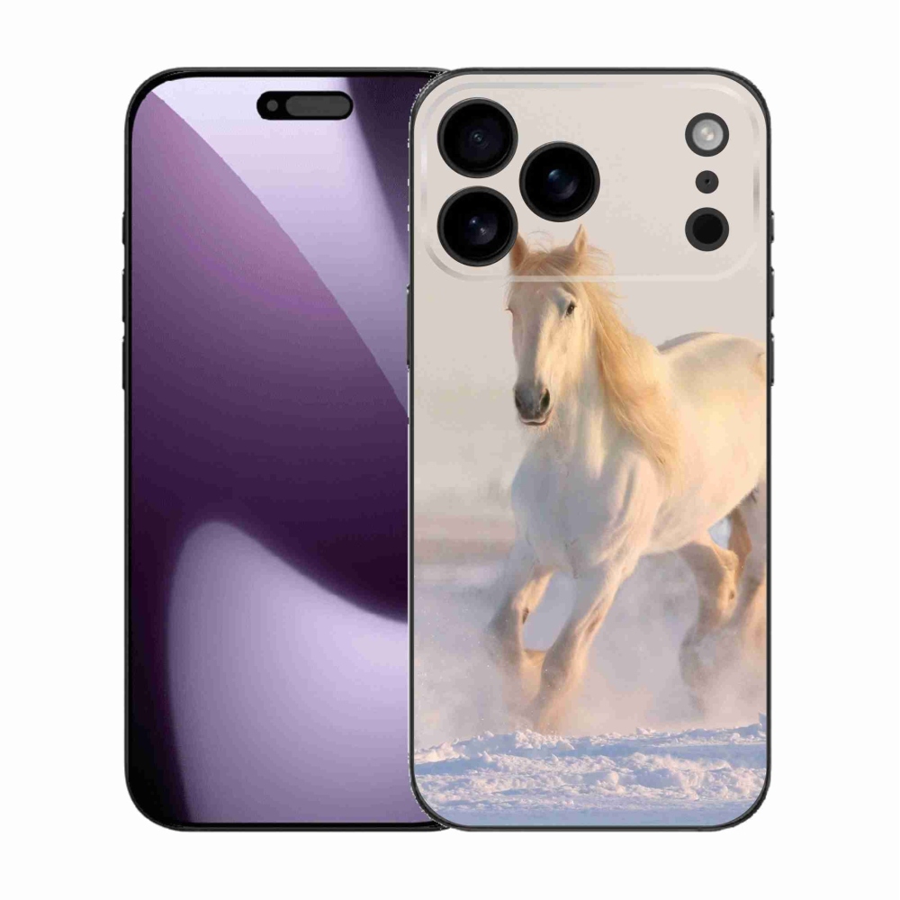 Gelový kryt mmCase na iPhone 17 Pro Max - kůň ve sněhu