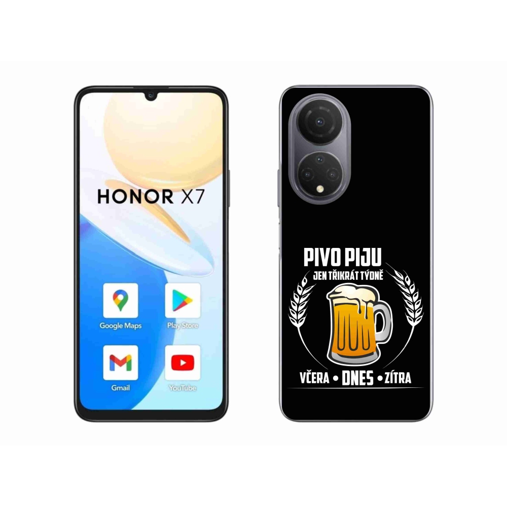 Gelový kryt mmCase na Honor X7 - pivní motiv černé pozadí