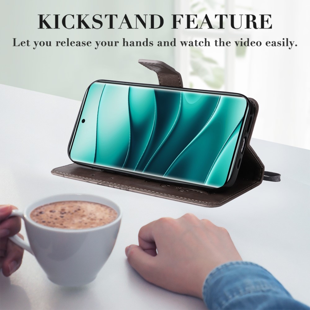 Big Butterfly knížkové pouzdro na Xiaomi Redmi Note 14 Pro 5G/Poco X7 5G/Note 14 Pro+ 5G - šedé
