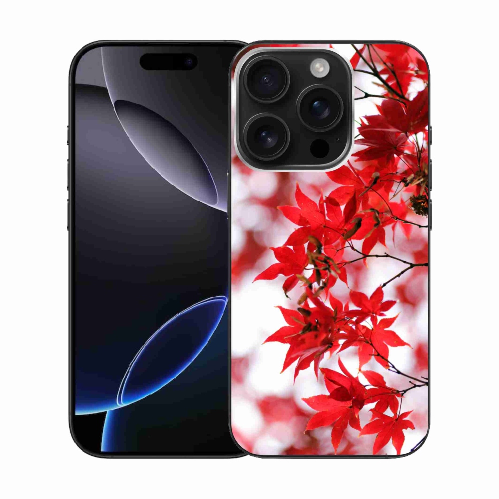 Gelový kryt mmCase na iPhone 16 Pro - červené listy