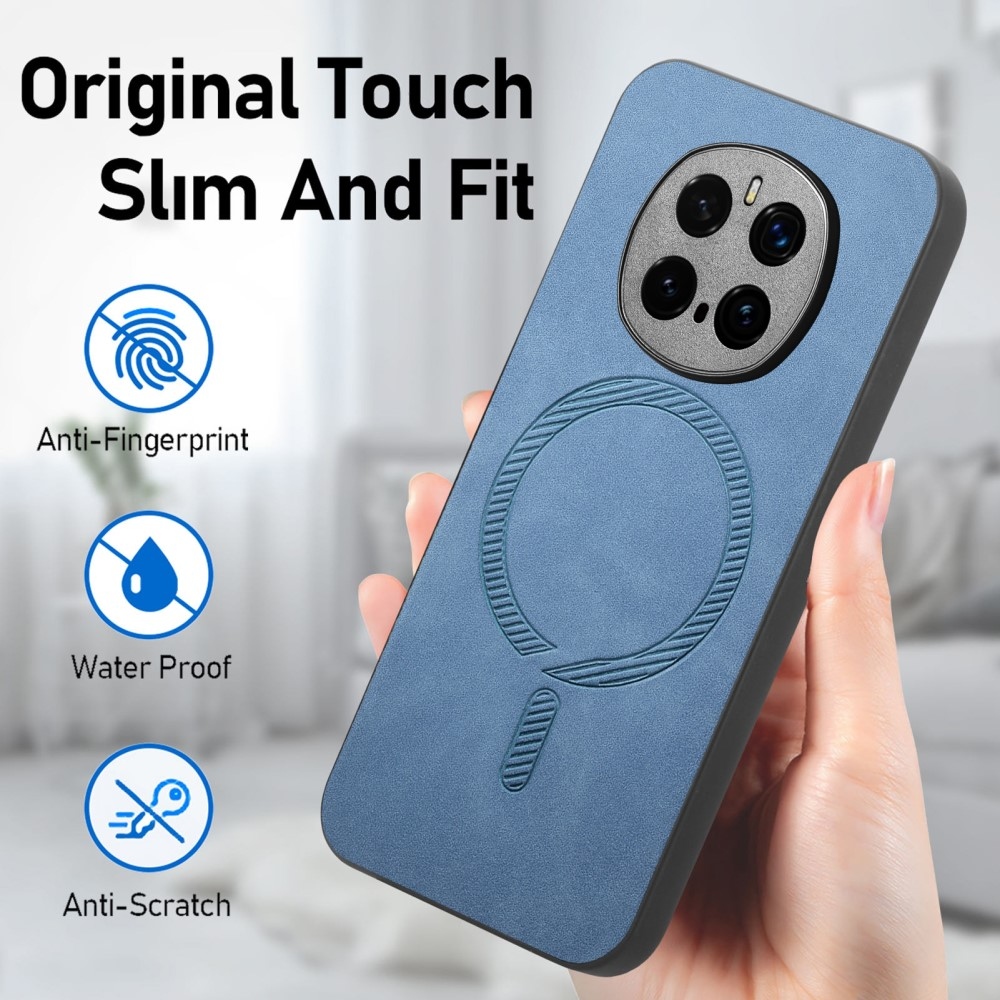 Skiny gelový obal s umělou kůží a podporou MagSafe na Honor Magic 7 Pro 5G - modrý