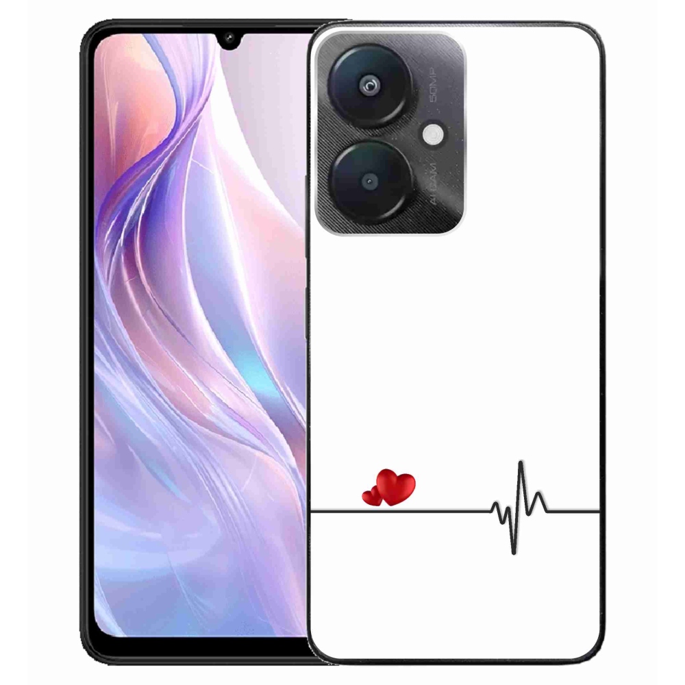 Gelový kryt mmCase na Xiaomi Redmi 13C 5G  - srdce a tep bílé pozadí