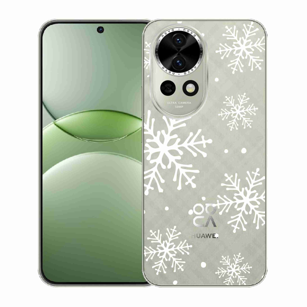 Gelový kryt mmCase na Huawei Nova 13 5G - bílé vločky na průhledném pozadí