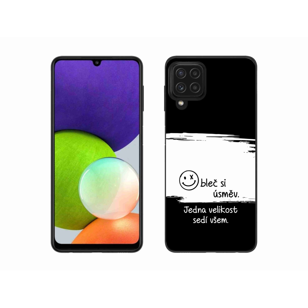 Gelový kryt mmCase na Samsung Galaxy A22 4G - vtipný text 8 bíločerné pozadí