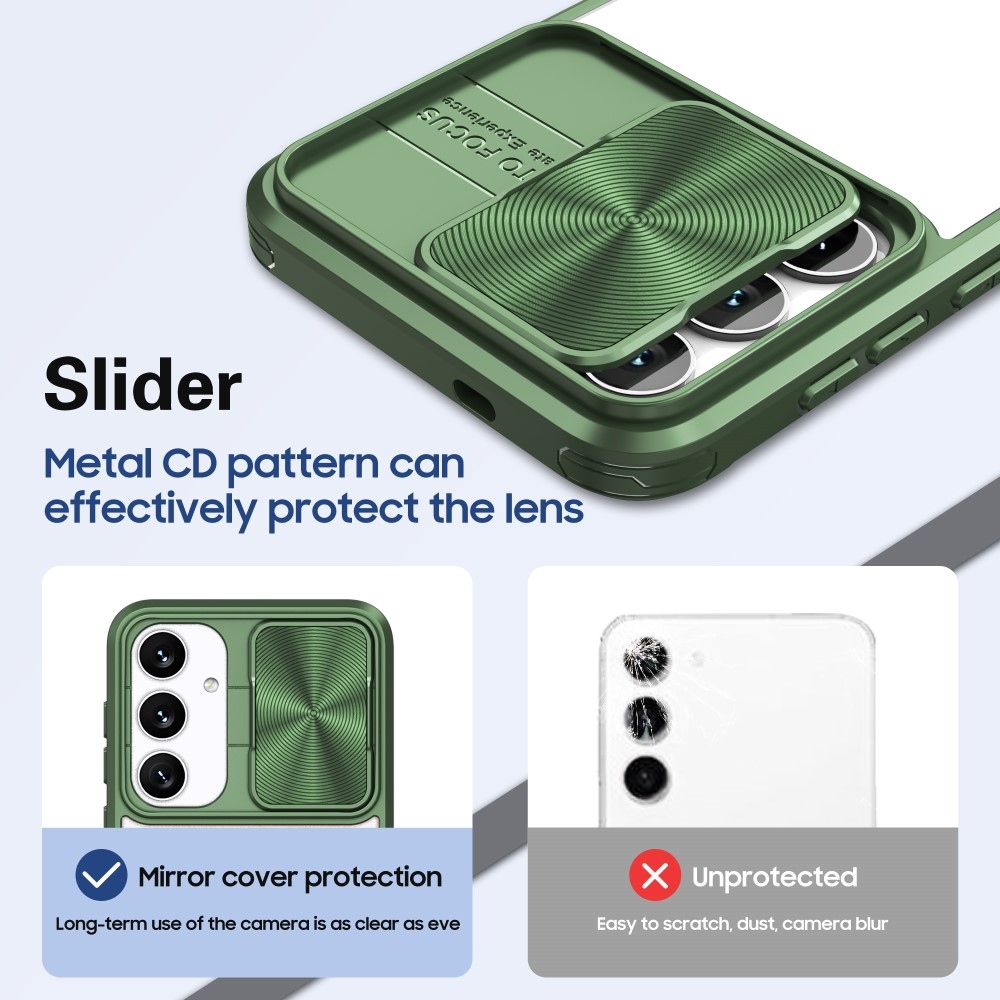 Backplate odolný kryt s krytkou fotoaparátu na Samsung Galaxy S25+ - zelený