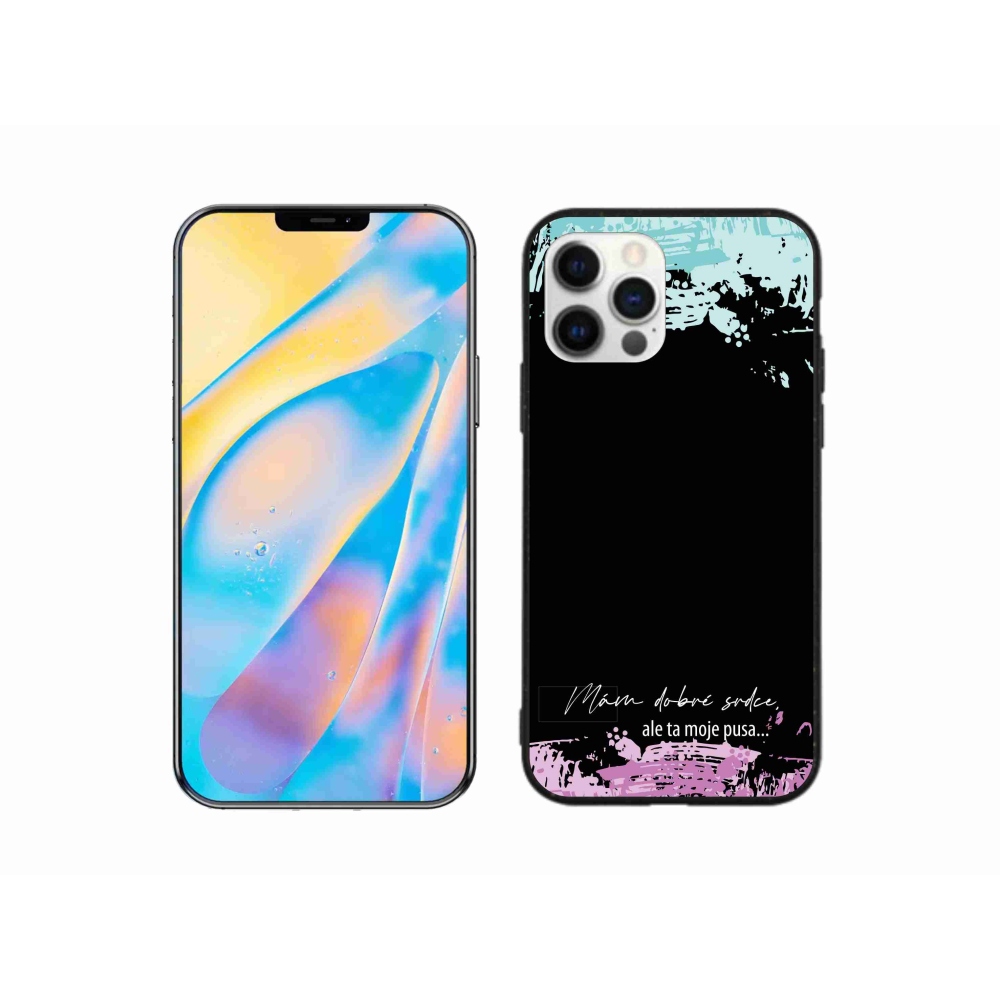 Gelový kryt mmCase na iPhone 12 - vtipný text 3 černé pozadí