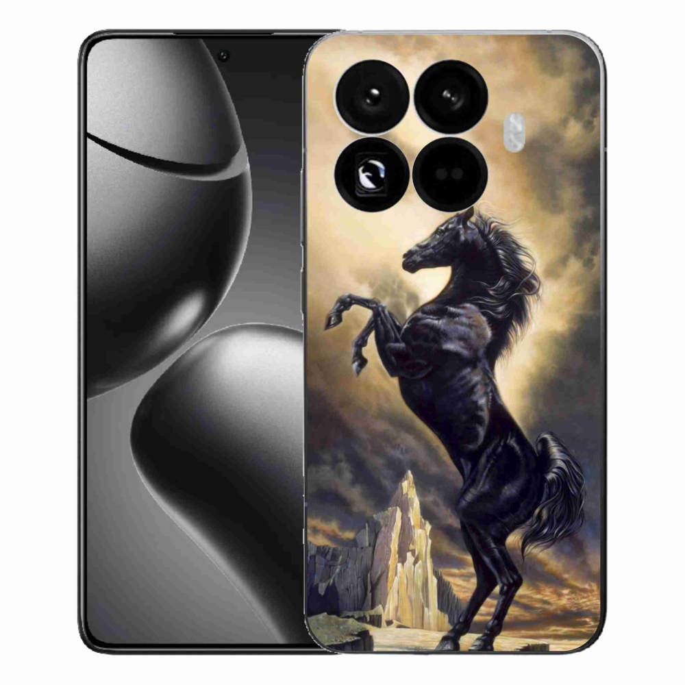 Gelový kryt mmCase na Xiaomi 15T Pro - černý kreslený kůň