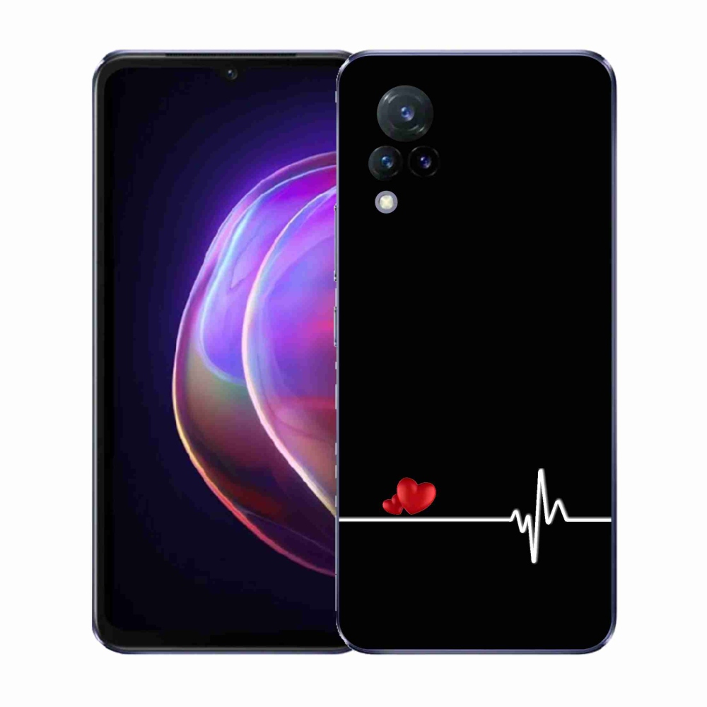 Gelový kryt mmCase na Vivo V21 4G/5G - srdce a tep černé pozadí