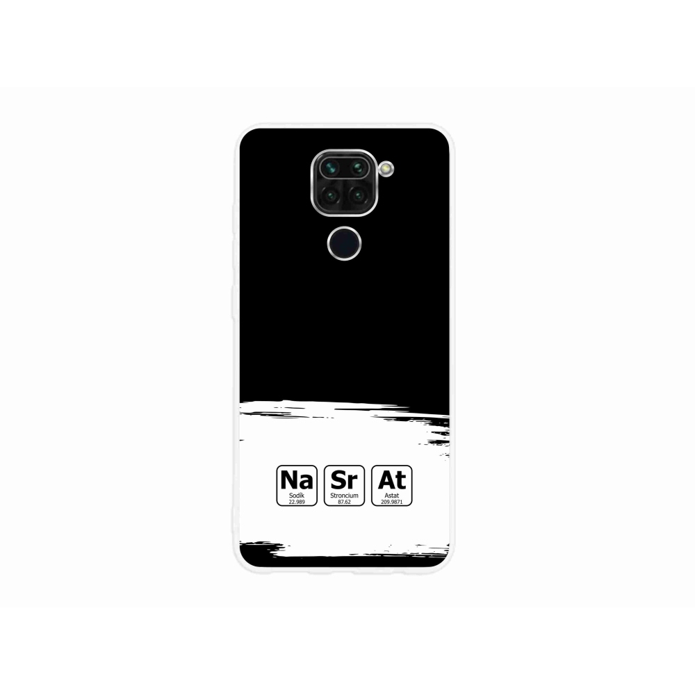 Gelový kryt mmCase na Xiaomi Redmi Note 9 - chemické prvky bíločerné pozadí