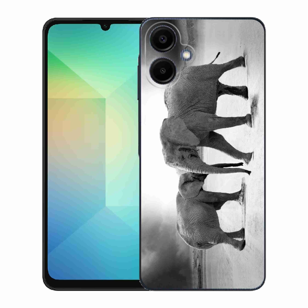 Gelový kryt mmCase na Samsung Galaxy A06 4G - černobílí sloni