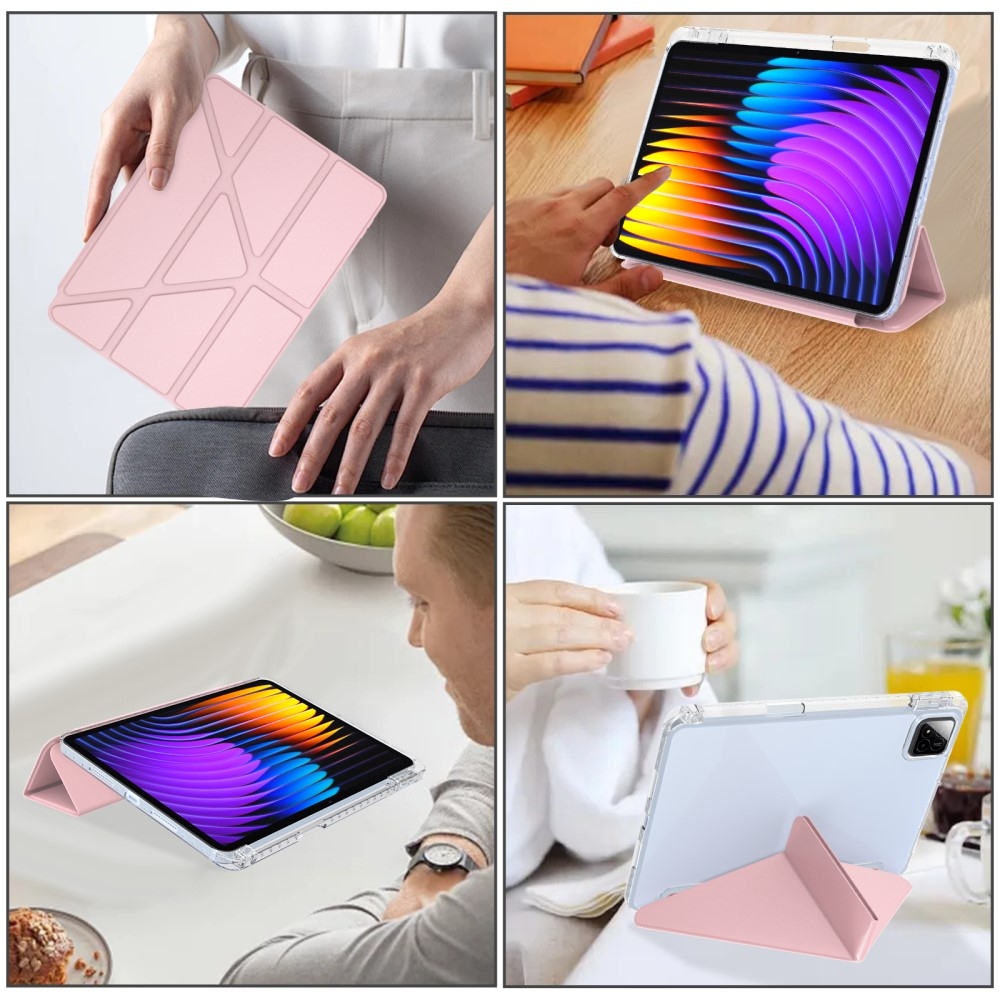 Origami chytré polohovací pouzdro na tablet Xiaomi Pad 7/7 Pro - růžové