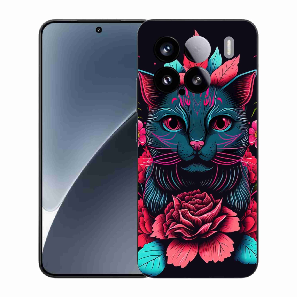 Gelový kryt mmCase na Xiaomi 15 - květiny a kočka