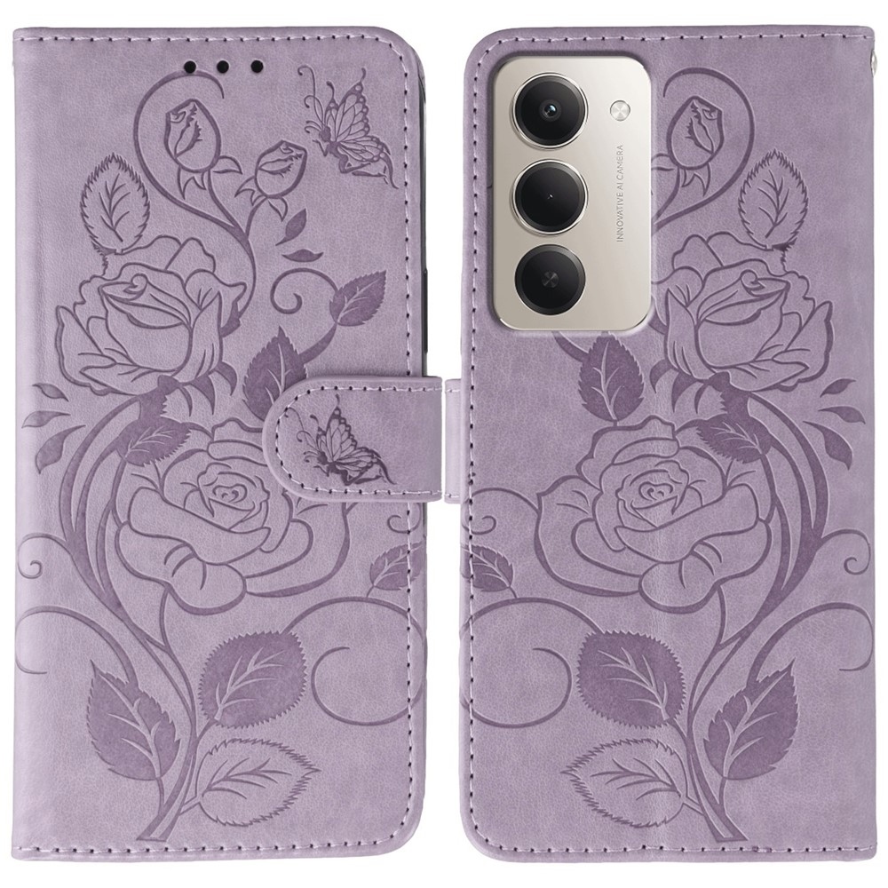 Roses knížkové pouzdro na Xiaomi Redmi 15 5G - fialové