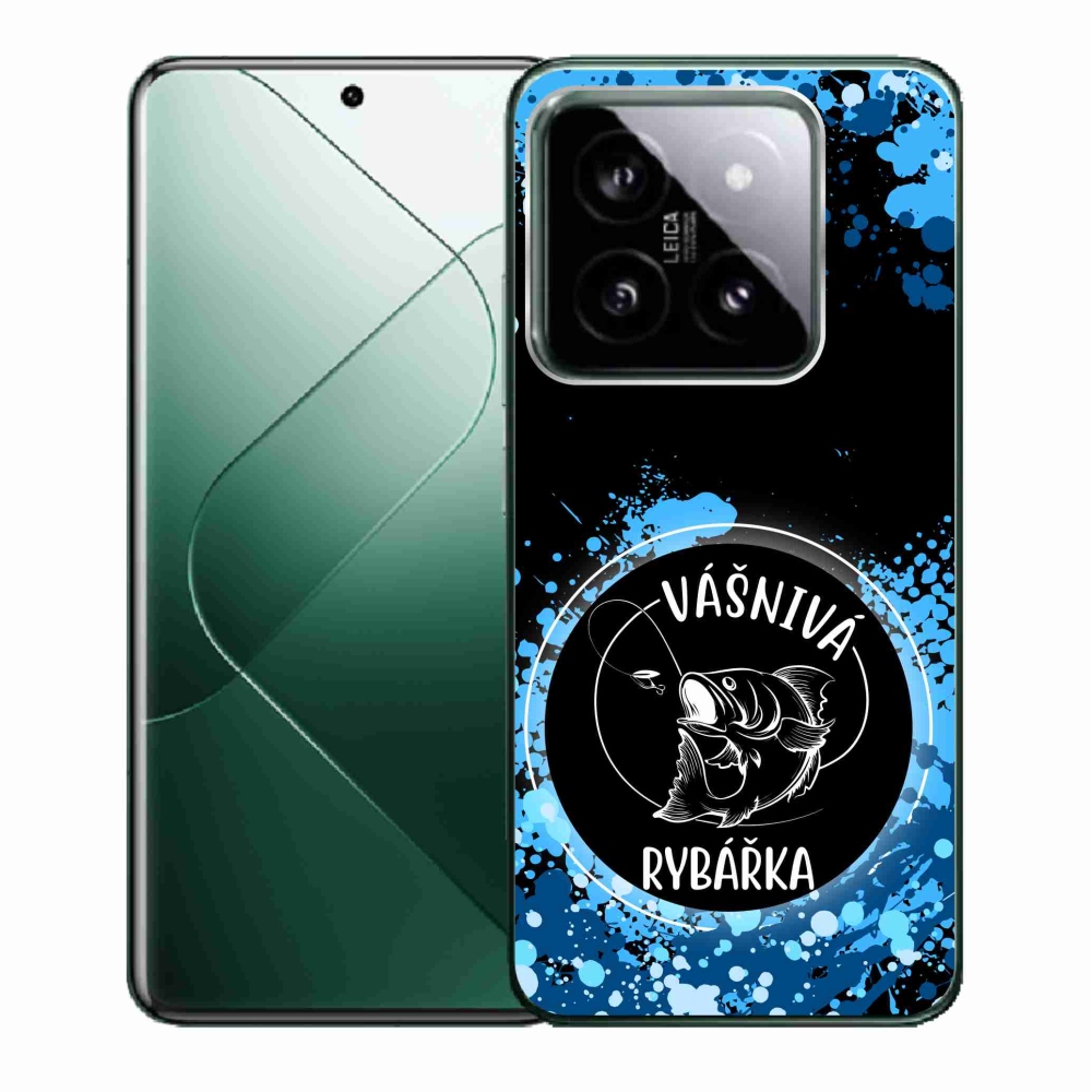 Gelový kryt mmCase na Xiaomi 14 - vášnivá rybářka černé pozadí