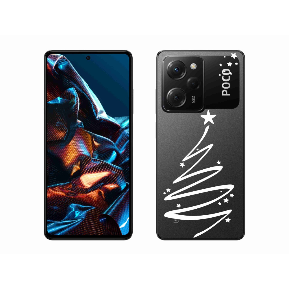 Gelový kryt mmCase na Xiaomi Poco X5 Pro 5G - bílý stromeček na průhledném pozadí