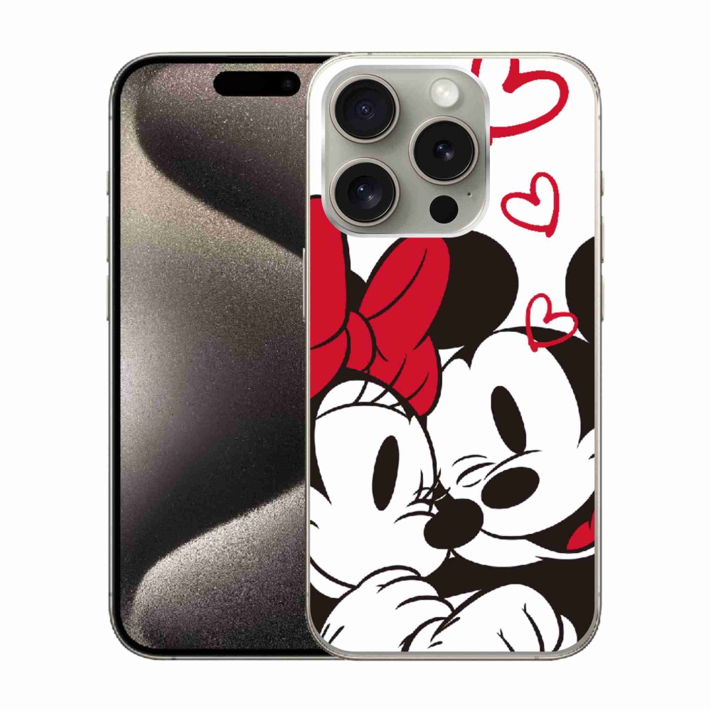 Gelový kryt mmCase na iPhone 15 Pro - minnie a mickey