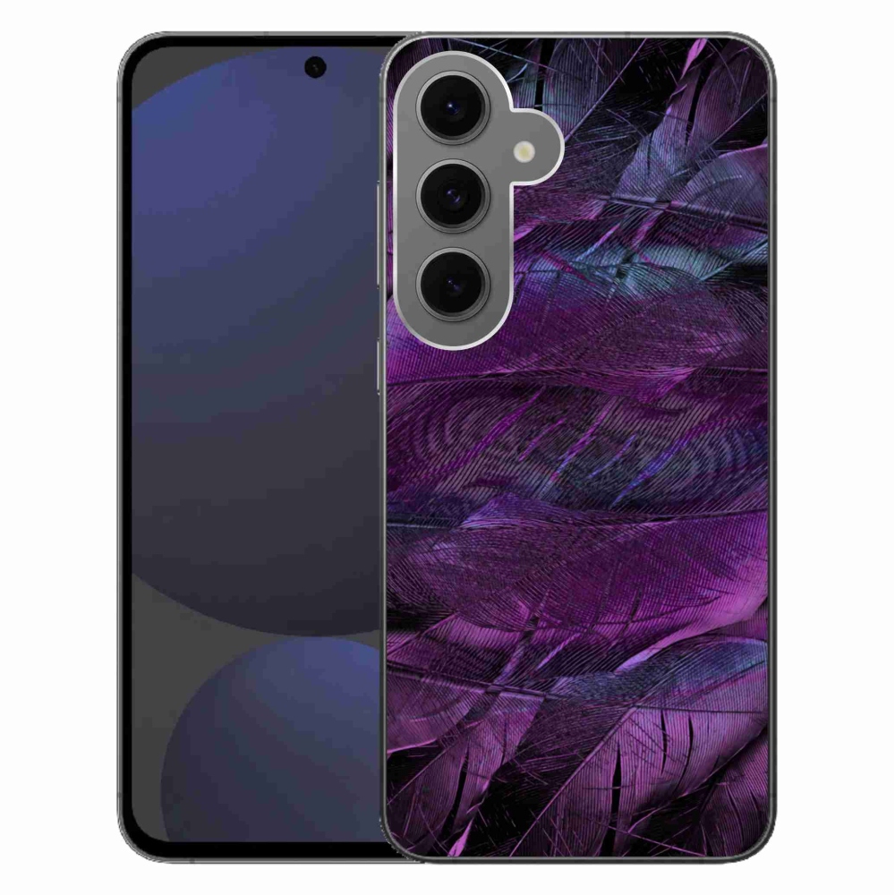 Gelový kryt mmCase na Samsung Galaxy S24 FE - fialová pírka