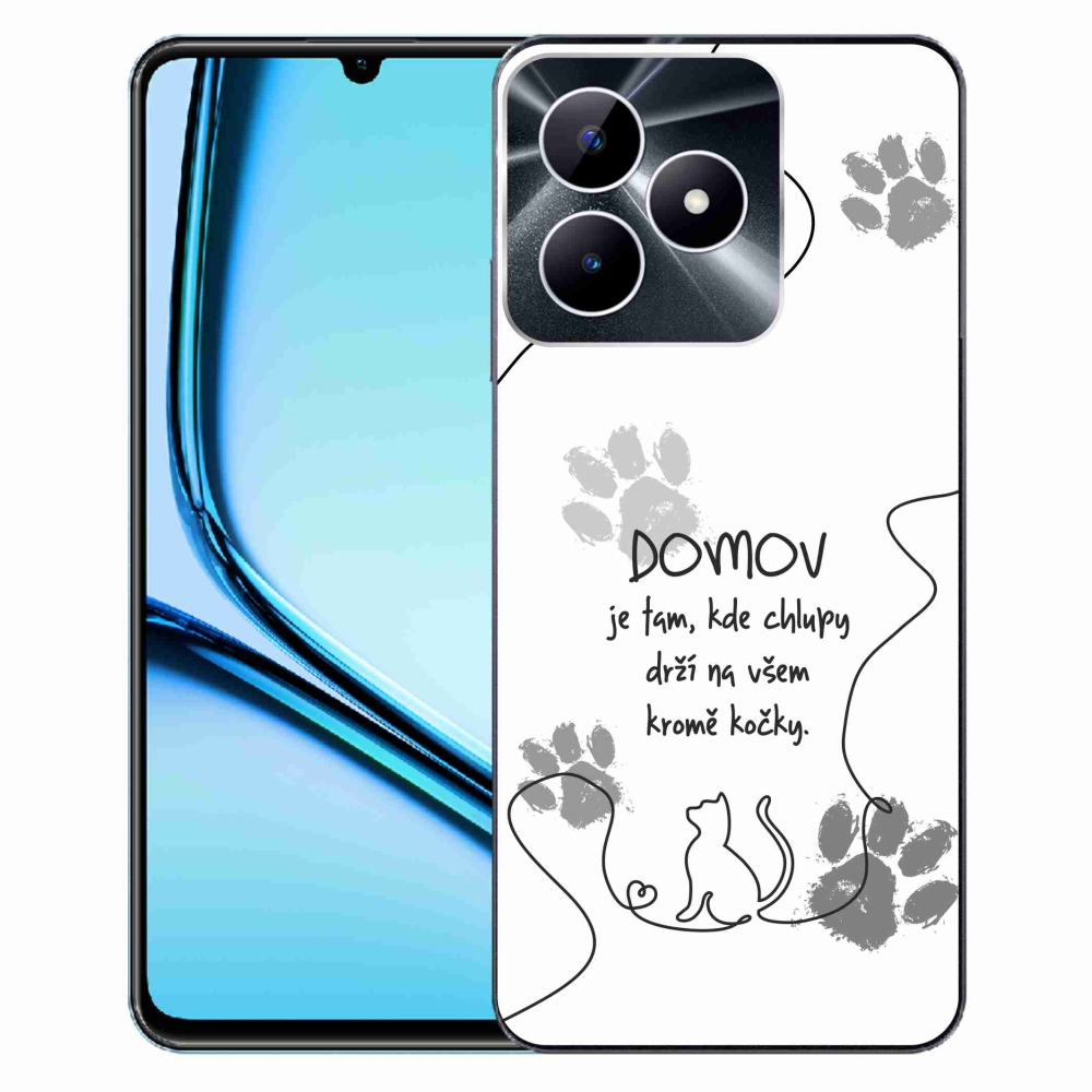 Gelový kryt mmCase na Realme Note 50 - kočičí motiv bílé pozadí
