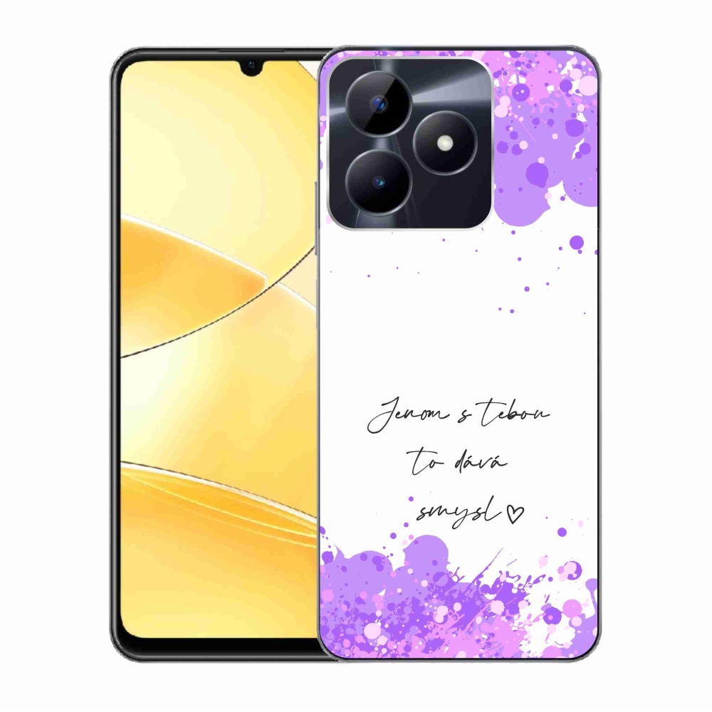 Gelový kryt mmCase na Realme C51/C53 - zamilovaný text bílé pozadí
