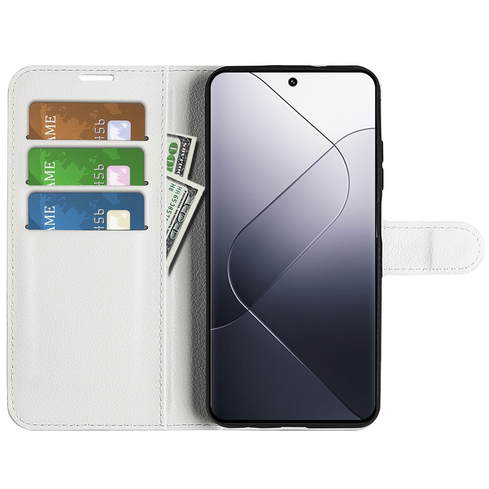 Litchi knížkové pouzdro na Xiaomi 14 - bílé