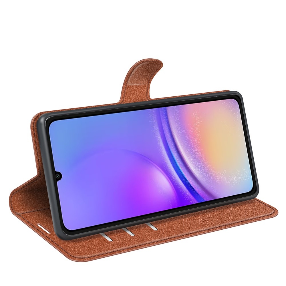 Litchi knížkové pouzdro na Samsung Galaxy A06 4G - hnědé