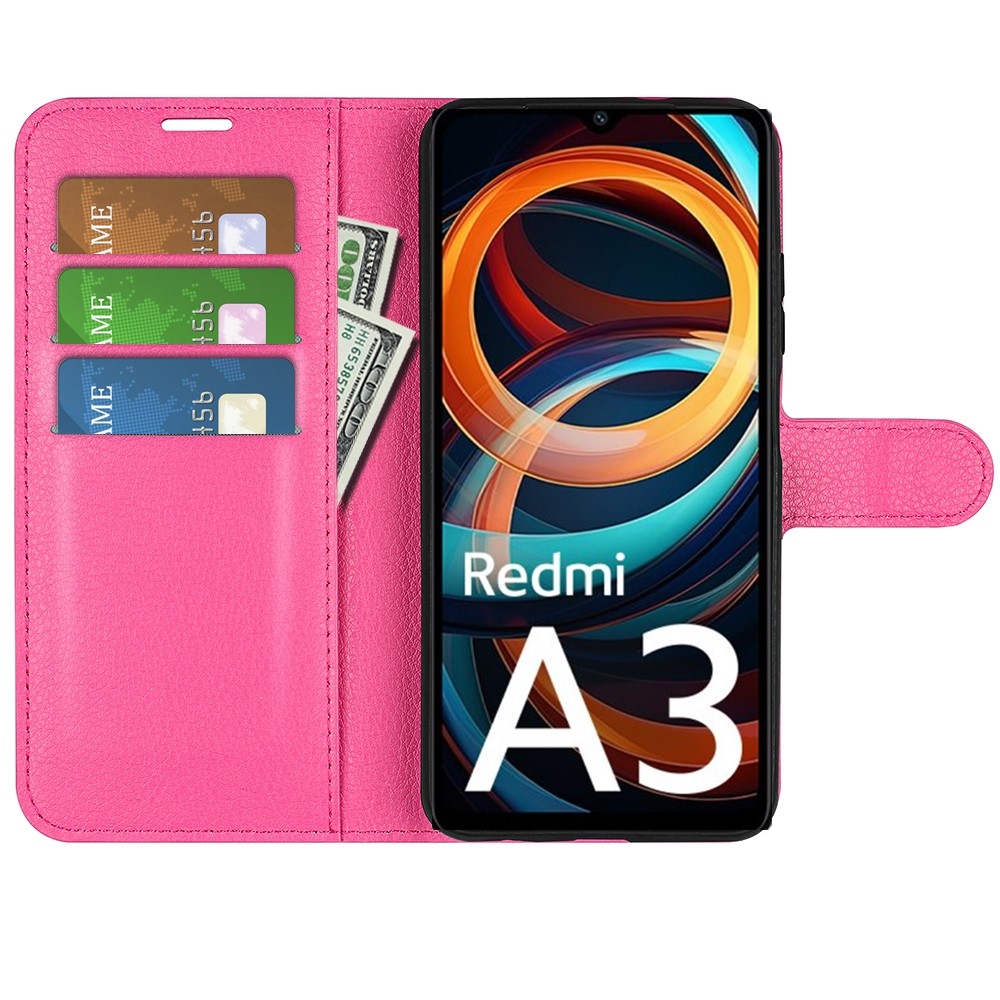 Litchi knížkové pouzdro na Xiaomi Redmi A3 - rose