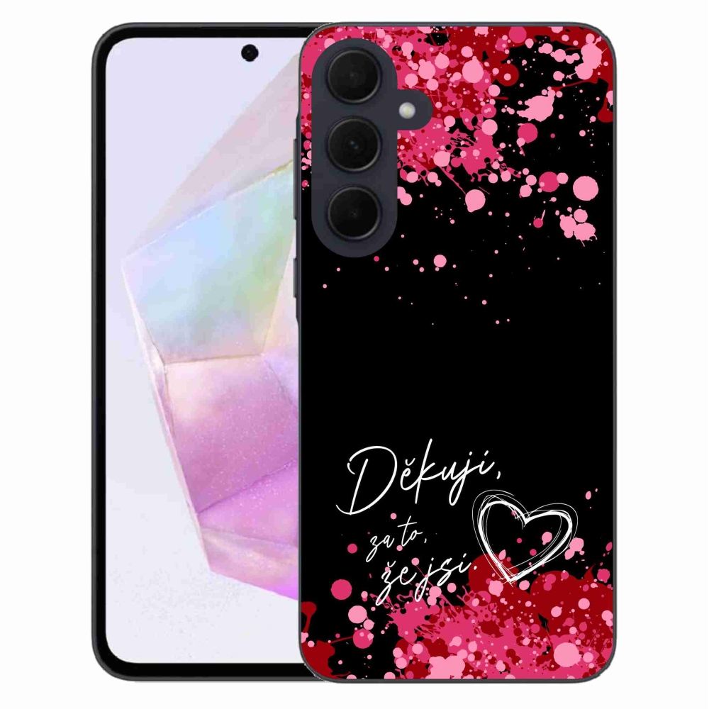 Gelový kryt mmCase na Samsung Galaxy A35 5G - zamilovaný text 2 černé pozadí