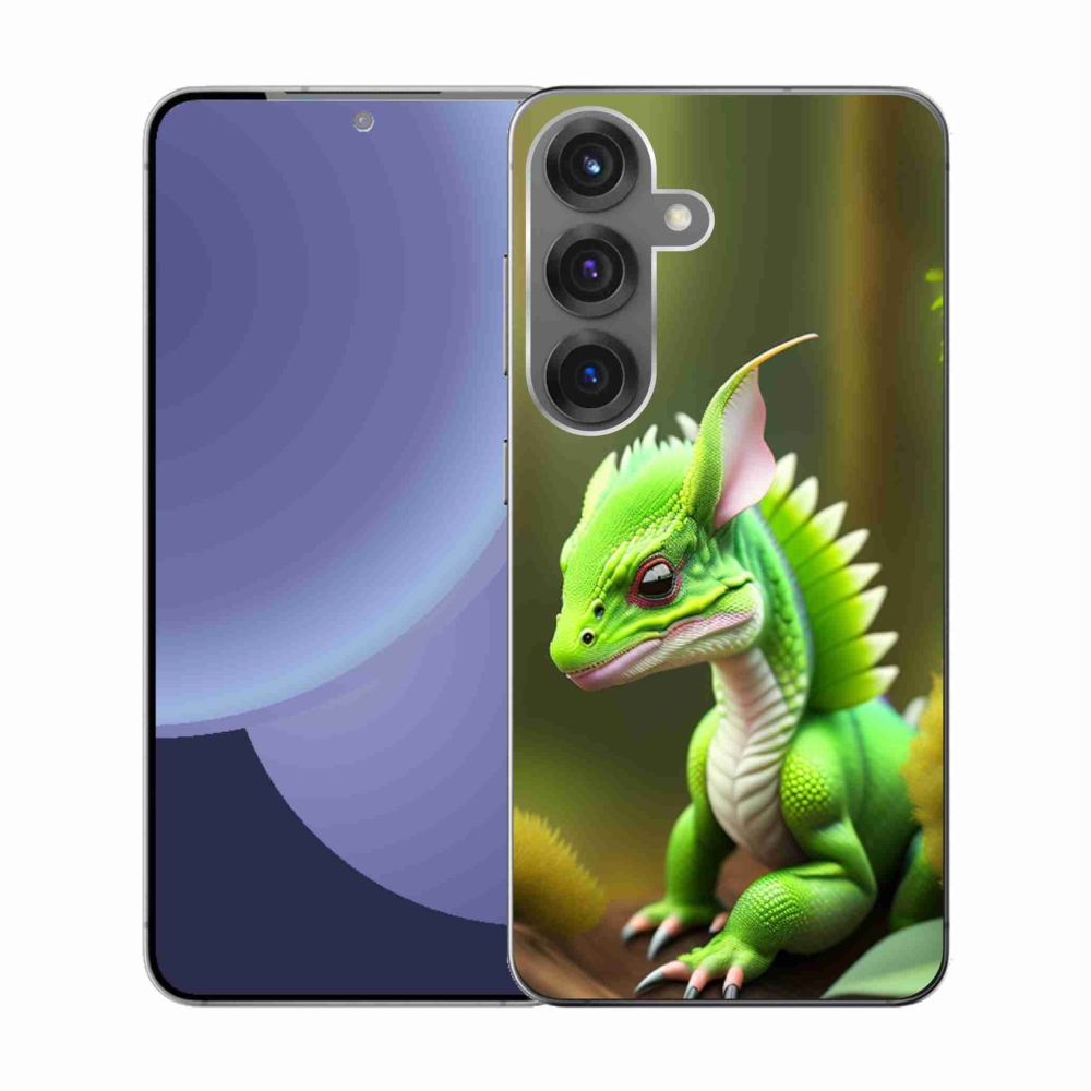 Gelový kryt mmCase na Samsung Galaxy S25 - zelený dráček