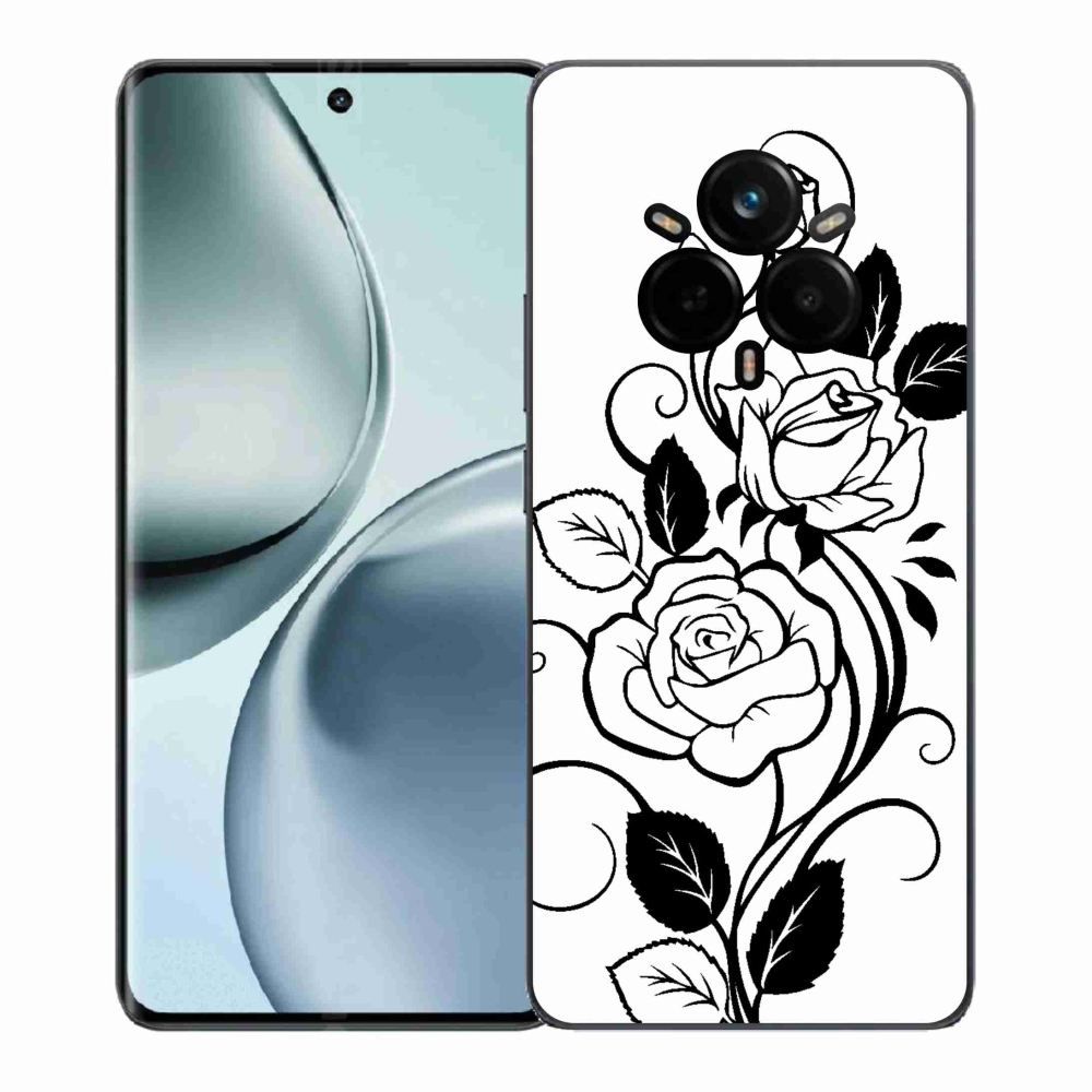 Gelový kryt mmCase na Realme 14 Pro+ 5G - černobílá růže