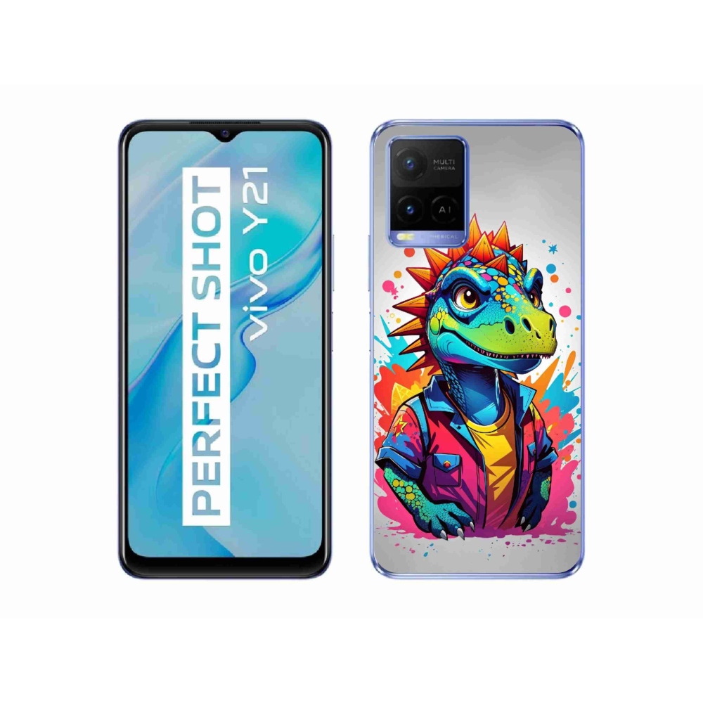 Gelový kryt mmCase na Vivo Y21/Y21s/Y33s - barevný dinosaurus