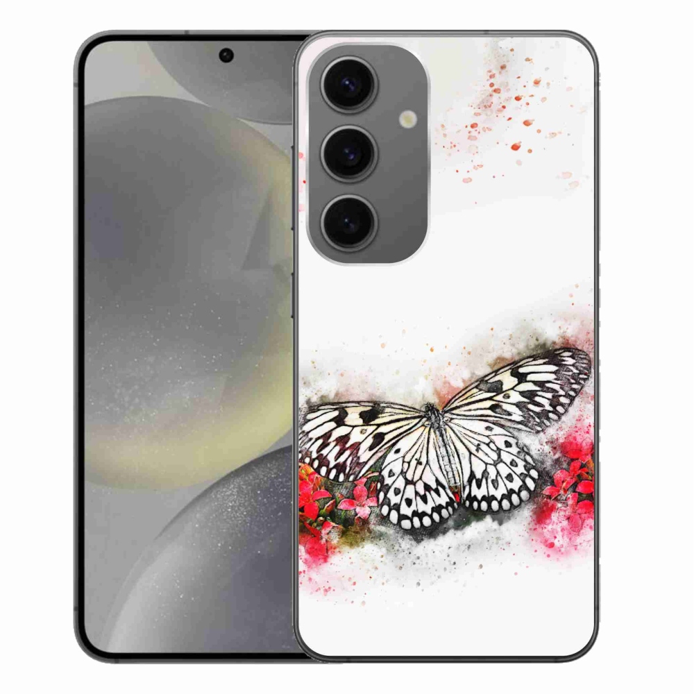 Gelový kryt mmCase na Samsung Galaxy S24+ - černobílý motýl