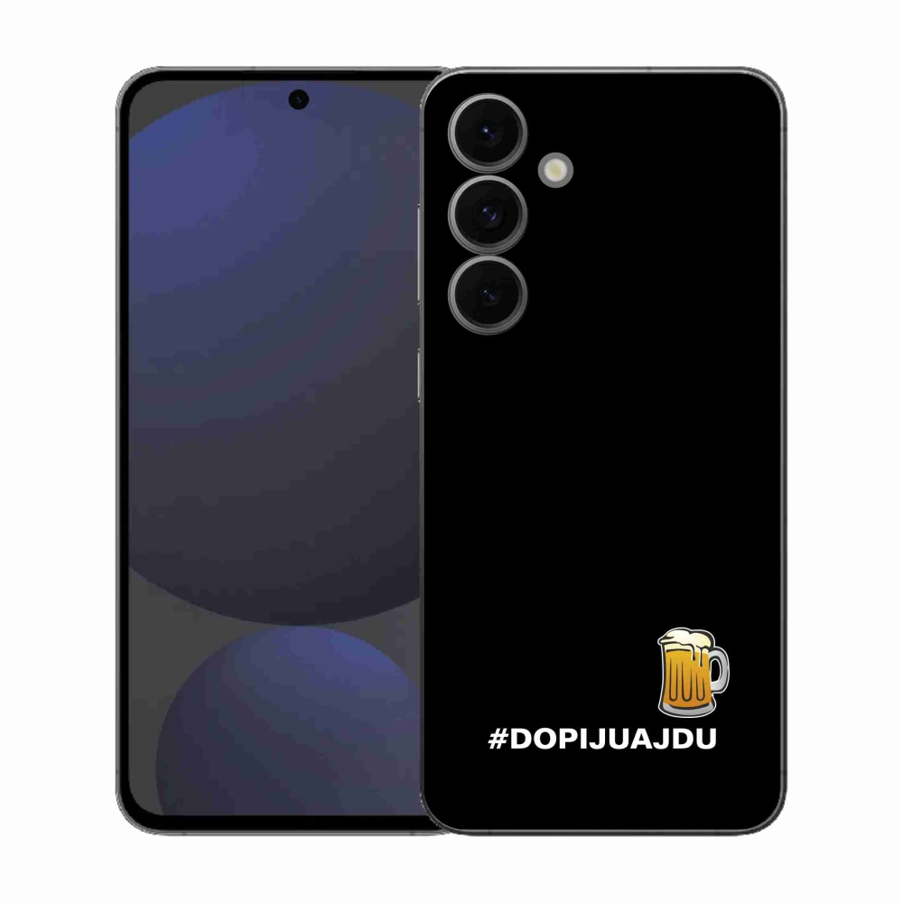 Gelový kryt mmCase na Samsung Galaxy S25 FE - pivní motiv 1 černé pozadí