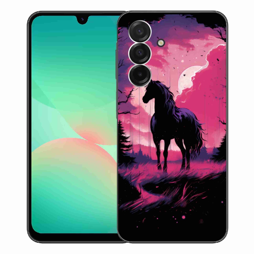 Gelový kryt mmCase na Samsung Galaxy A26 5G - černý kreslený kůň 1
